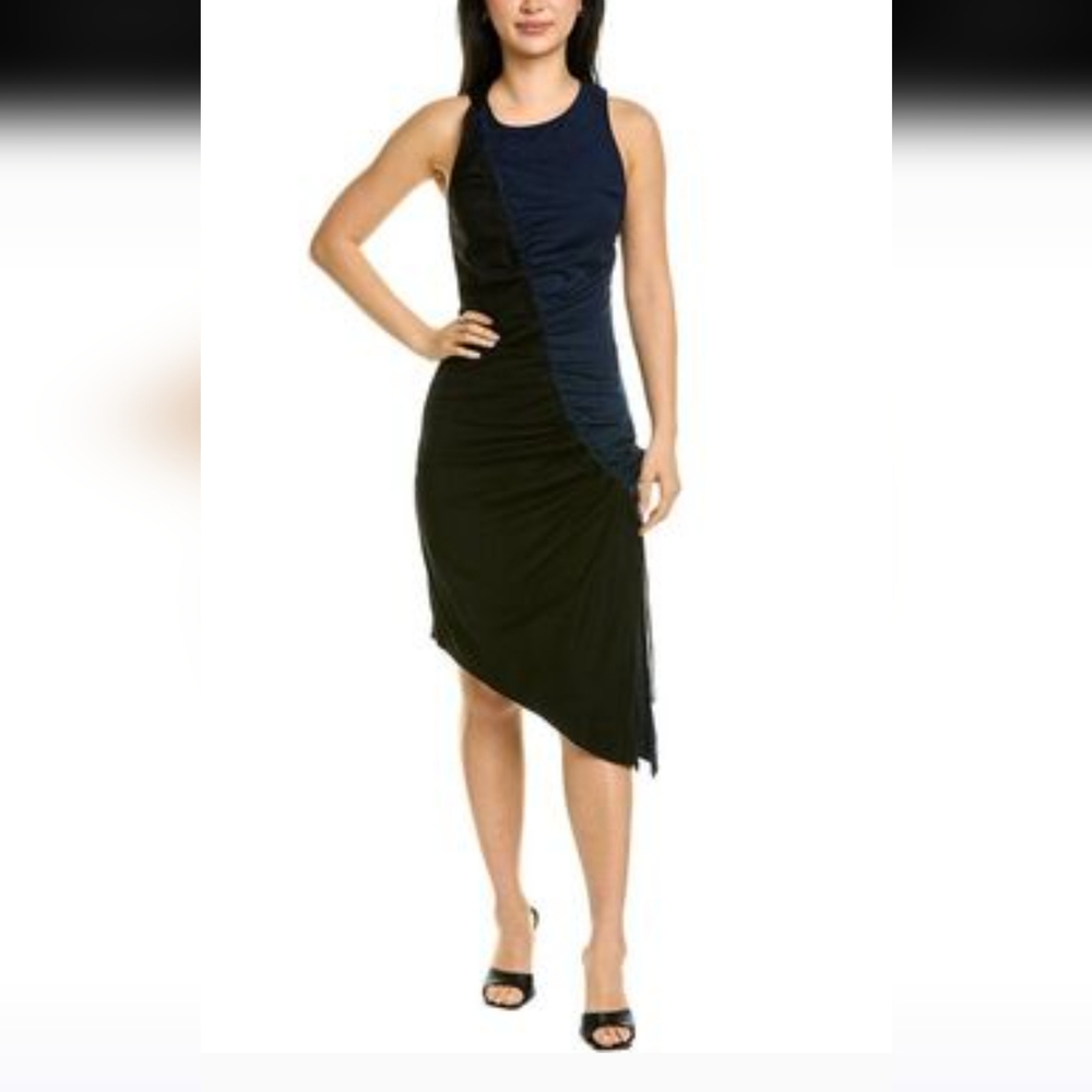 SNIDER Lotus Midi Dress - Black/blue